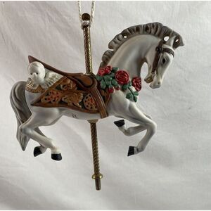 Vintage Rare Christmas Ornament 6" Carousel Horse White Heavy